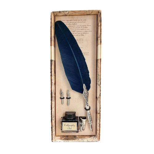 Dallaiti Large Navy Blue Quill Writing Set