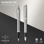Parker IM Stainless Steel Chrome Trim Duo Gift Set with Pen Pouch