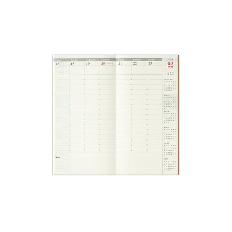 Notebook Refill Regular Size 2025 Diary Weekly Vertical