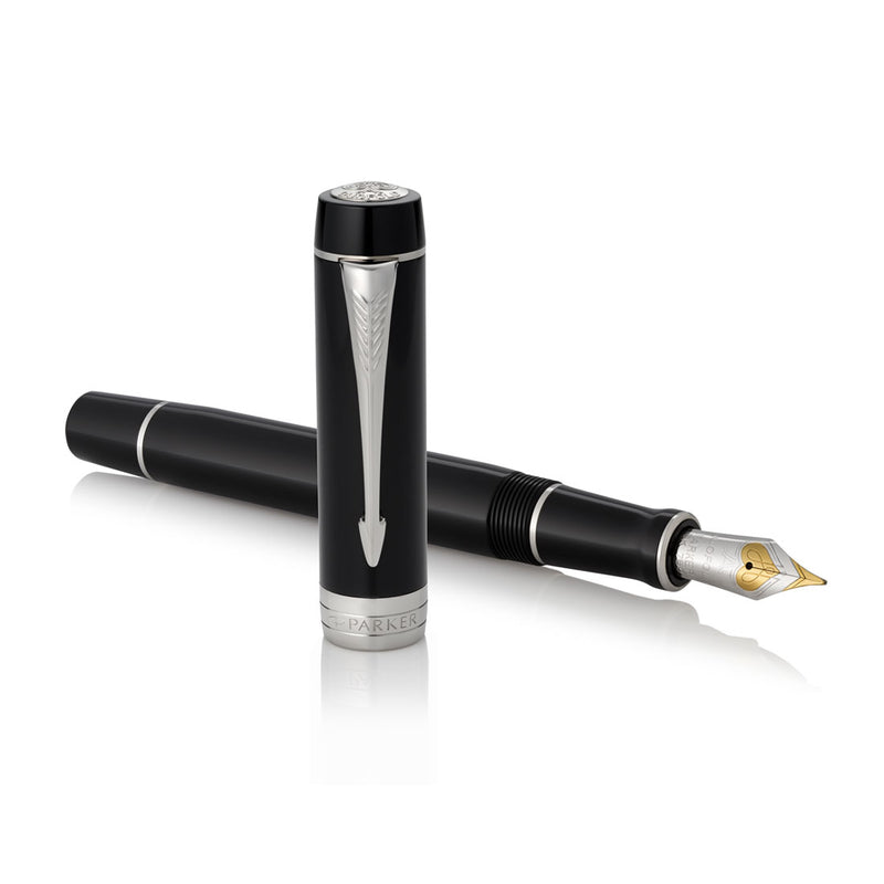 Parker Duofold Classic Black Chrome Trim Fountain Pen