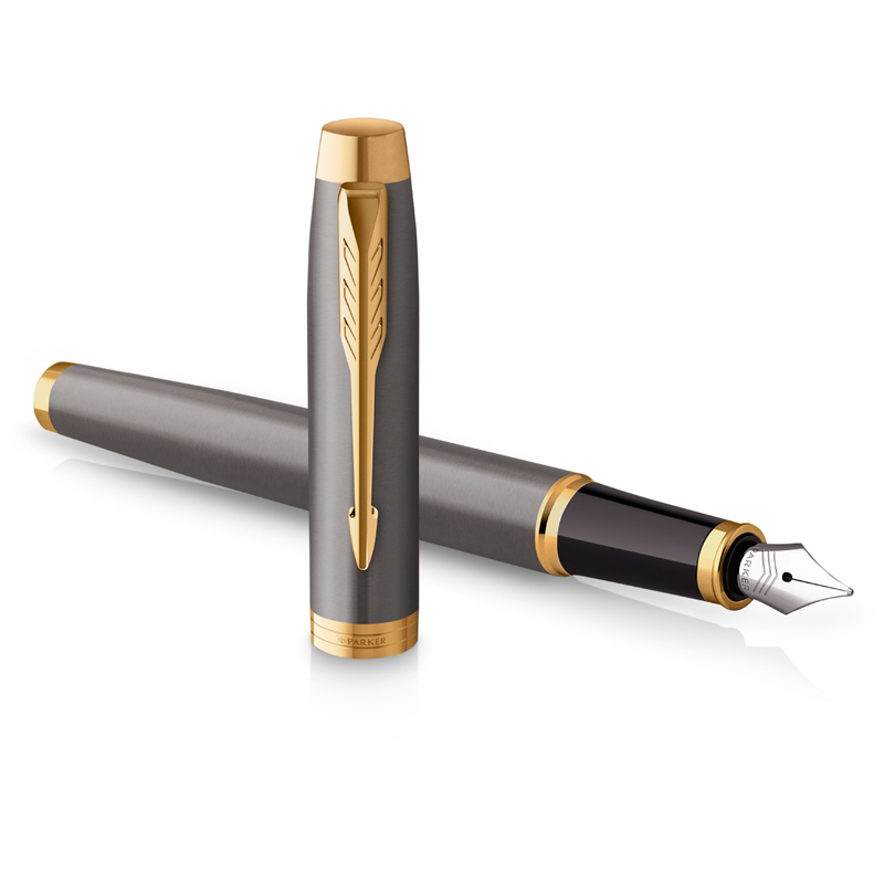 Parker IM Grey Gold Trim Fountain Pen