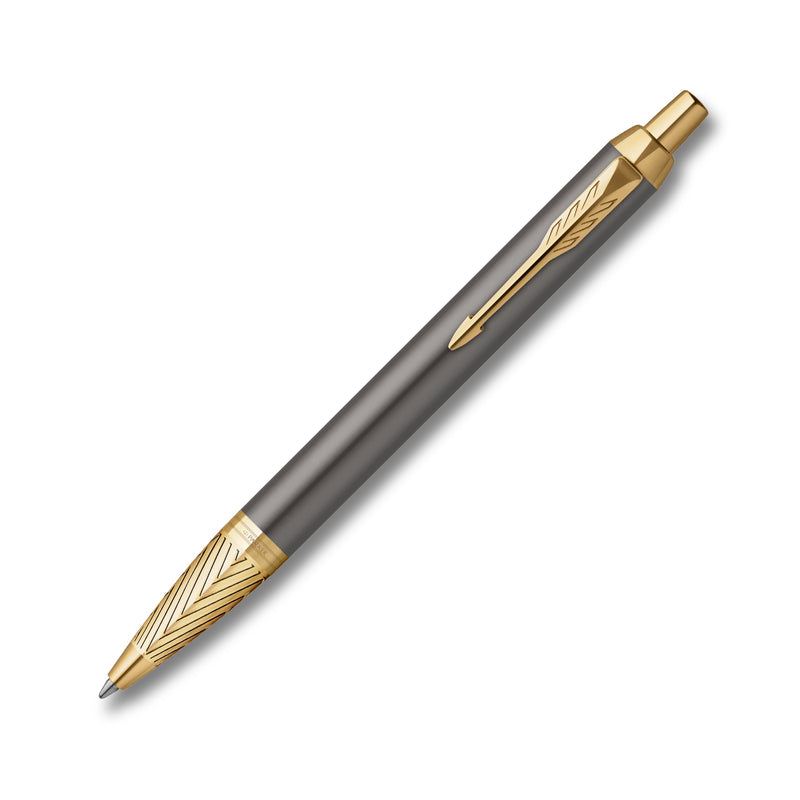 Parker IM Pioneers Collection Arrow Grey Lacquer Gold Trim Ballpoint Pen