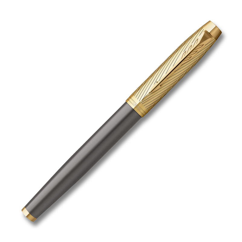 Parker IM Pioneers Collection Arrow Grey Lacquer Gold Trim Fountain Pen