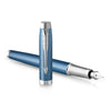 Parker IM Premium Blue Grey Chrome Trim Fountain Pen