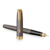 Parker Sonnet Grey Lacquer Gold Trim Fountain Pen