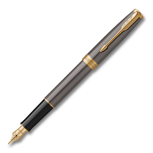 Parker Sonnet Grey Lacquer Gold Trim Fountain Pen