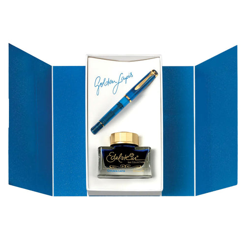 Pelikan Classic M200 Golden Lapis 2024 Special Edition Fountain Pen Set