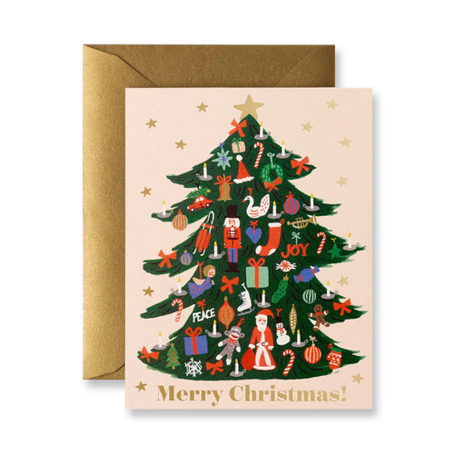 Riffle Trimmed Tree Christmas Single Card