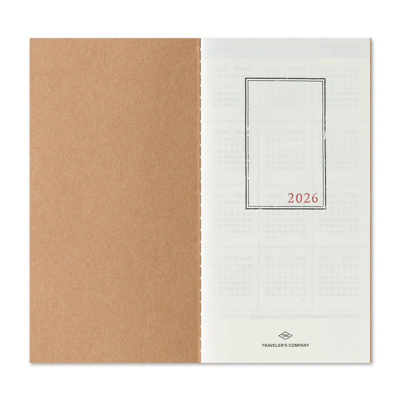 Traveler’s Company Notebook Refill Regular Size 2026 Monthly Diary