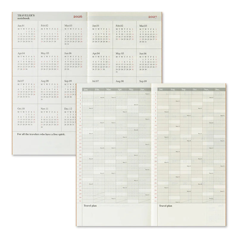 Traveler’s Company Notebook Refill Regular Size 2026 Monthly Diary