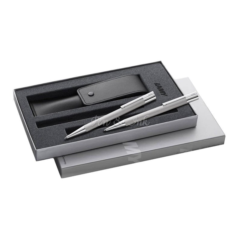 Scala Brushed Stainless Steel Ballpoint Pen & Mechanical Pencil Gift Set