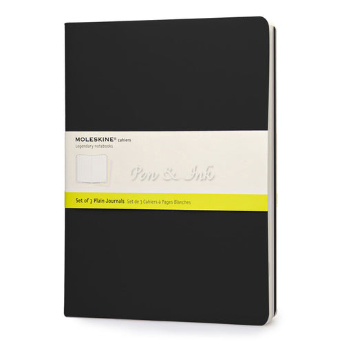 Moleskine Cahiers Set of 3 Extra Large Plain Black Notebooks