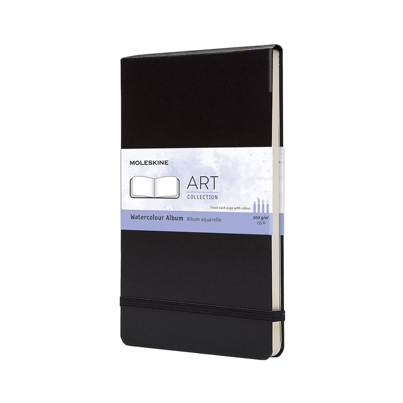 Classic Hard Cover Large Watercolour Black Notebook