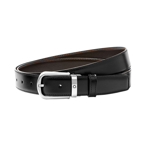 Montblanc Stainless Steel Curved Horseshoe Reversible Belt