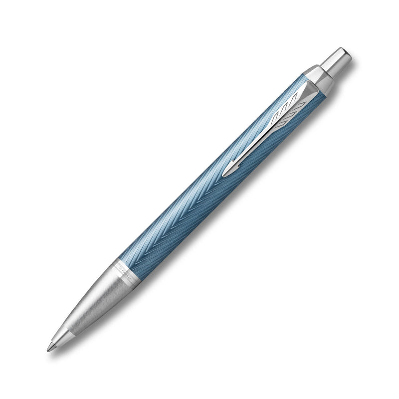 Parker IM Premium Blue Grey Chrome Trim Ballpoint Pen
