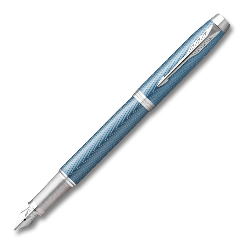 Parker IM Premium Blue Grey Chrome Trim Fountain Pen