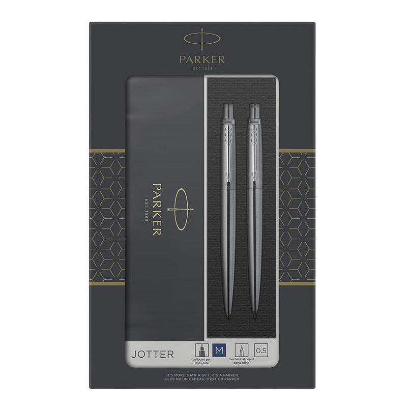 Jotter Duo Stainless Steel Chrome Trim Ballpoint Pen & Mechanical Pencil Gift Set