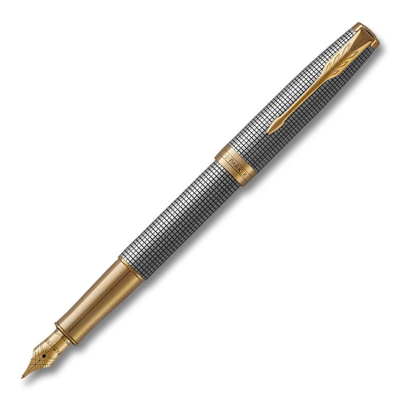 Sonnet Ciselé Sterling Silver Gold Trim Fountain Pen