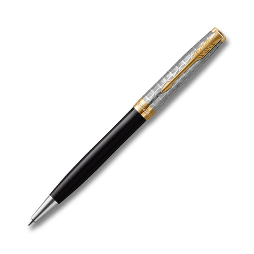 Parker Sonnet Metal & Black Gold Trim Ballpoint Pen