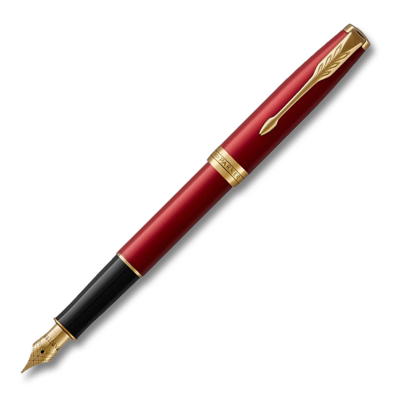 Sonnet Red Lacquer Gold Trim Fountain Pen