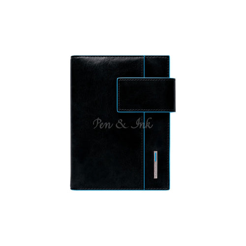 Piquadro Blue Square Small Black Leather Organiser