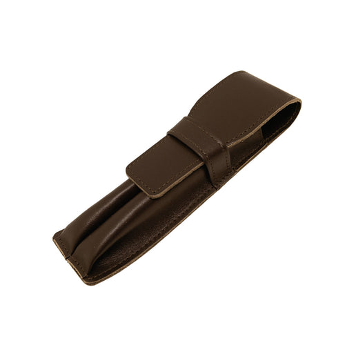 Visentin Brown Leather 2 Pen Pouch
