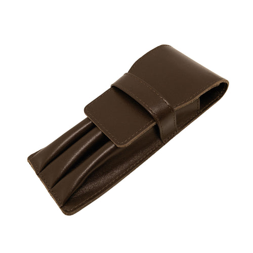 Visentin Brown Leather 3 Pen Pouch