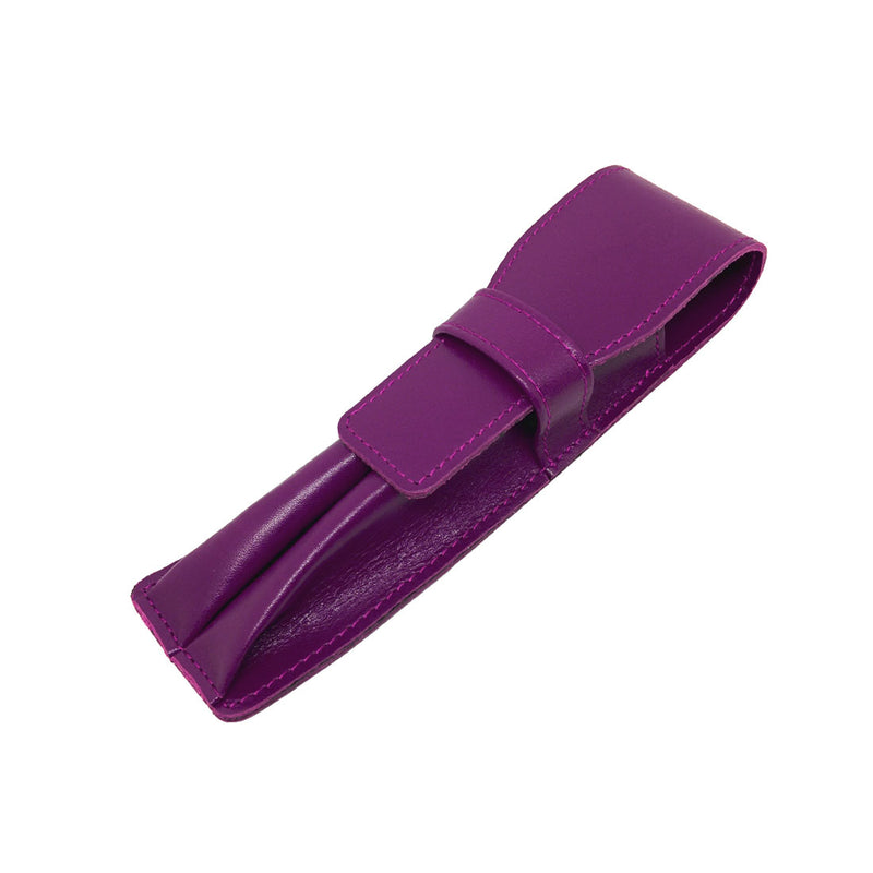 Visentin Purple Leather 2 Pen Pouch