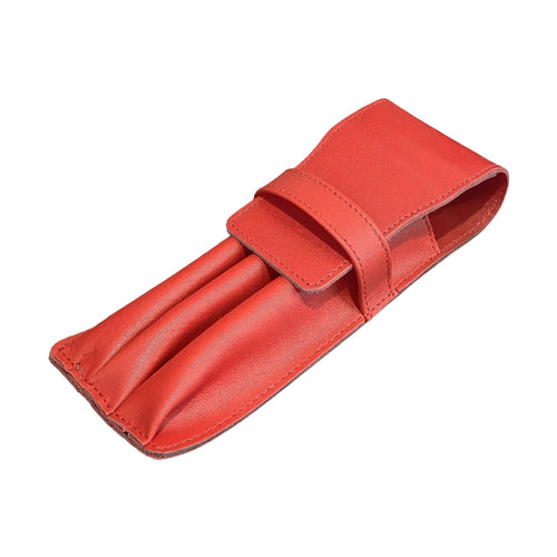 Visentin Red Leather 3 Pen Pouch