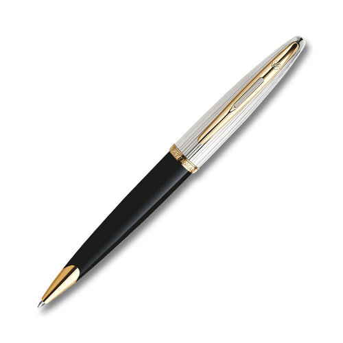 Waterman Carène Deluxe Black & Silver Gold Trim Ballpoint Pen