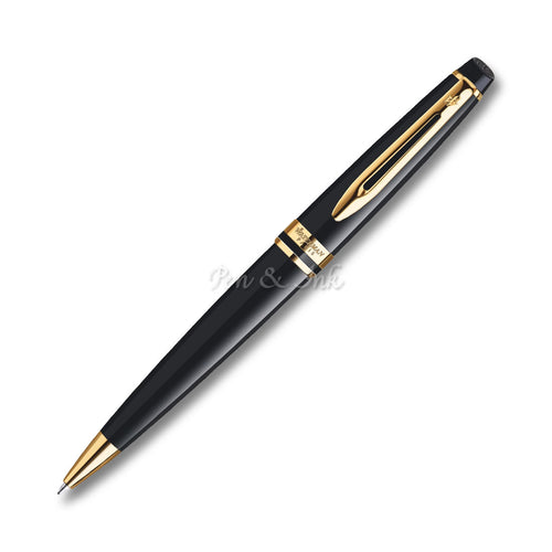 Waterman Expert Black Lacquer Gold Trim Ballpoint Pen