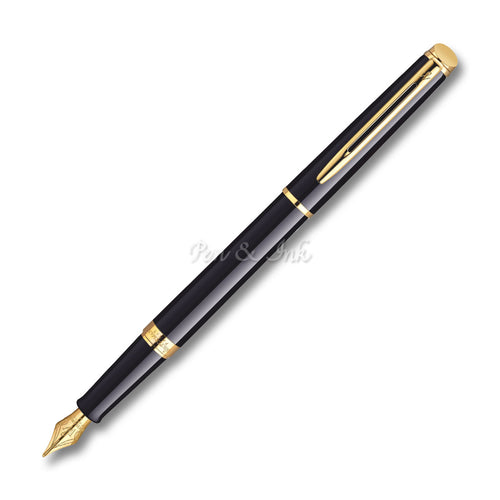 Waterman Hémisphère Black Lacquer Gold Trim Fountain Pen