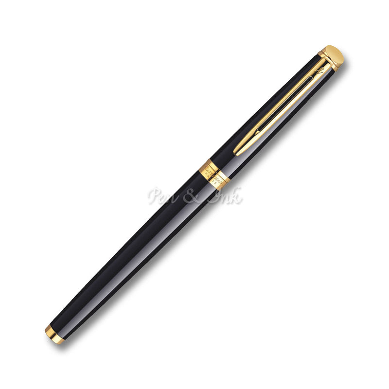 Waterman Hémisphère Black Lacquer Gold Trim Rollerball Pen