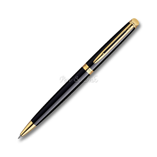 Waterman Hémisphère Black Lacquer Gold Trim Ballpoint Pen
